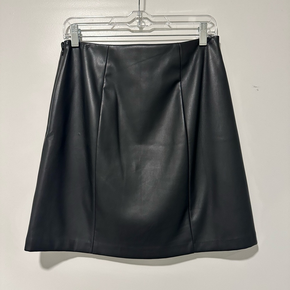 NWT LOFT Black Faux Leather Skirt